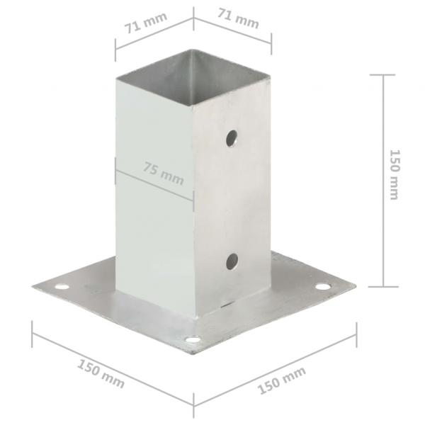 Pfostenanker 4 Stk. Verzinktes Metall 71 mm