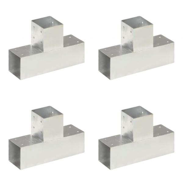 ARDEBO.de - Pfostenverbinder 4 Stk. T-Form Verzinktes Metall 91 x 91 mm