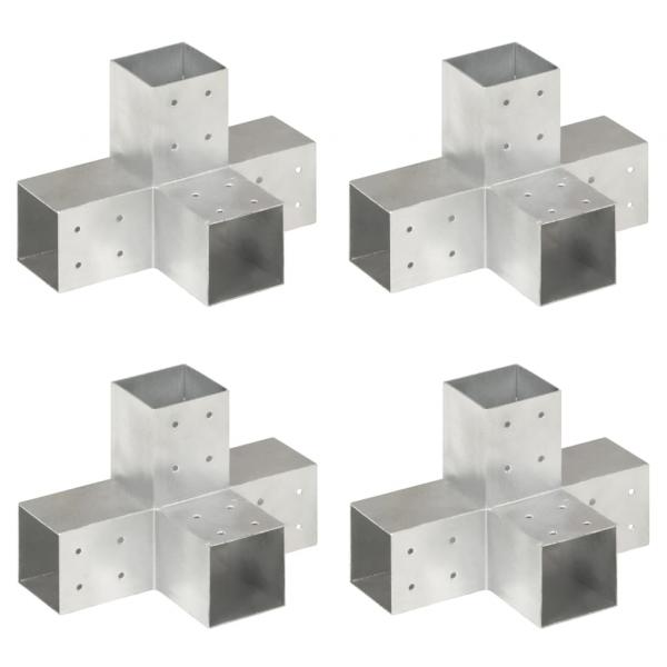 ARDEBO.de - Pfostenverbinder 4 Stk. X-Form Verzinktes Metall 81 x 81 mm