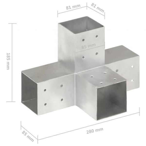 Pfostenverbinder 4 Stk. X-Form Verzinktes Metall 81 x 81 mm