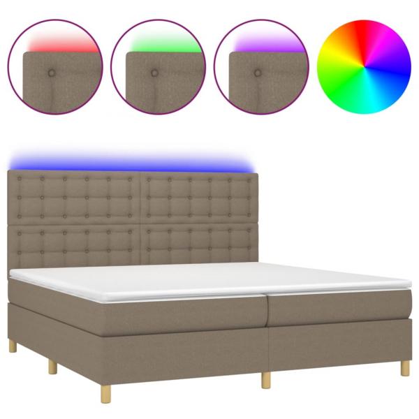 Boxspringbett mit Matratze & LED Taupe 200x200 cm Stoff