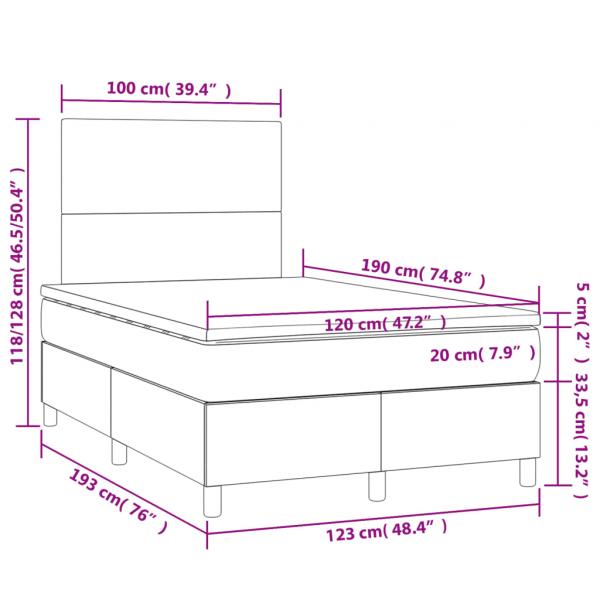 Boxspringbett mit Matratze Dunkelblau 120x190 cm Samt