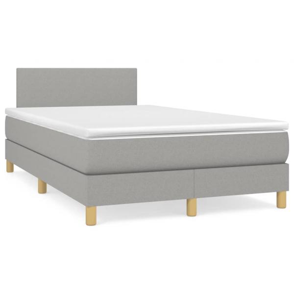 ARDEBO.de - Boxspringbett mit Matratze & LED Hellgrau 120x190 cm Stoff