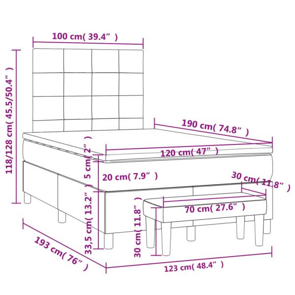 Boxspringbett mit Matratze Hellgrau 120x190 cm Samt