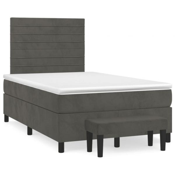 ARDEBO.de - Boxspringbett mit Matratze Dunkelgrau 120x190 cm Samt