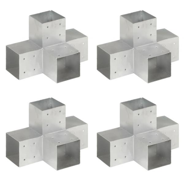 ARDEBO.de - Pfostenverbinder 4 Stk. X-Form Verzinktes Metall 101 x 101 mm