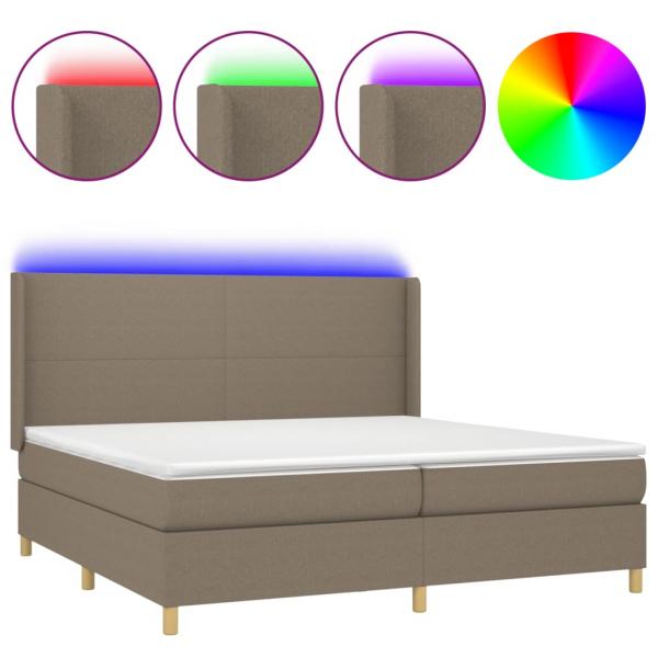 ARDEBO.de - Boxspringbett mit Matratze & LED Taupe 200x200 cm Stoff