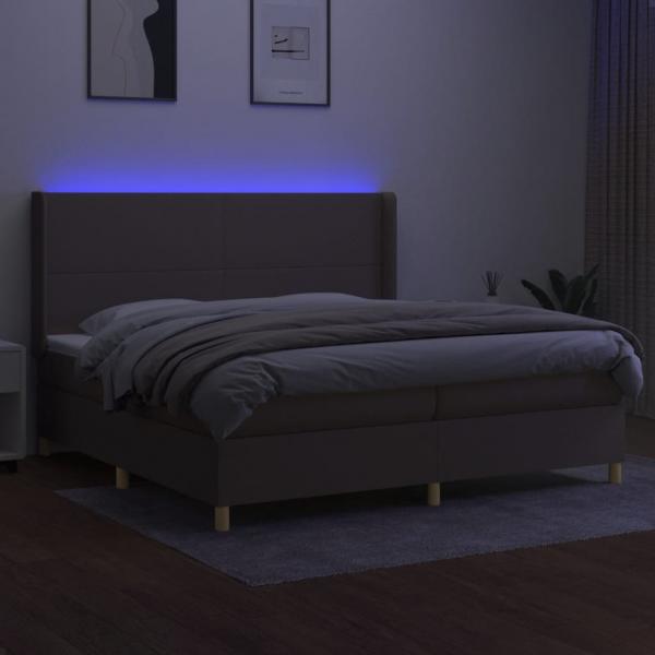 Boxspringbett mit Matratze & LED Taupe 200x200 cm Stoff