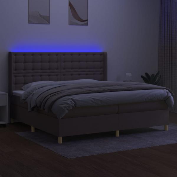 Boxspringbett mit Matratze & LED Taupe 200x200 cm Stoff