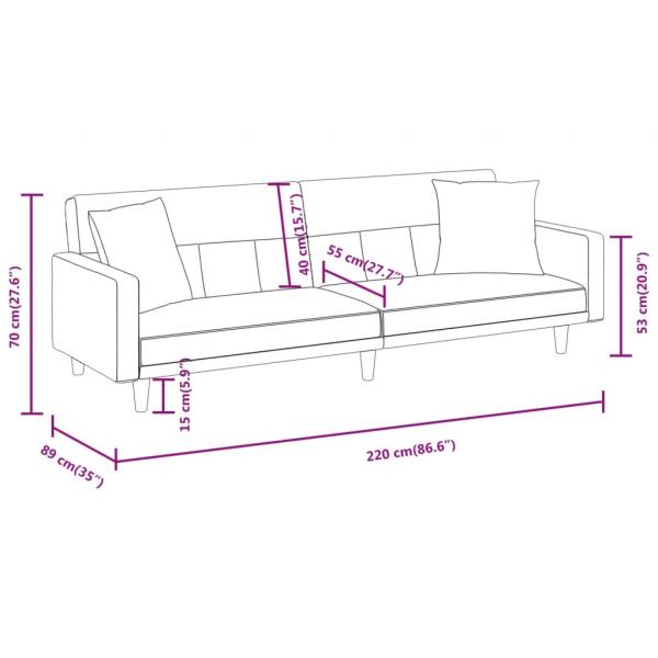 Schlafsofa mit Kissen Creme Stoff