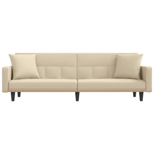 Schlafsofa mit Kissen Creme Stoff