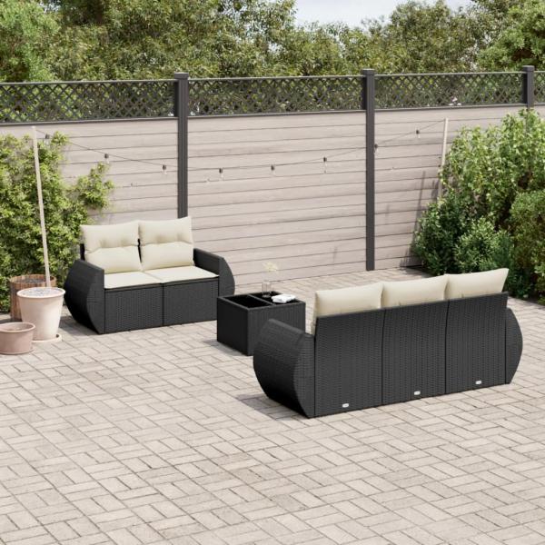 ARDEBO.de - 6-tlg. Garten-Sofagarnitur mit Kissen Schwarz Poly Rattan