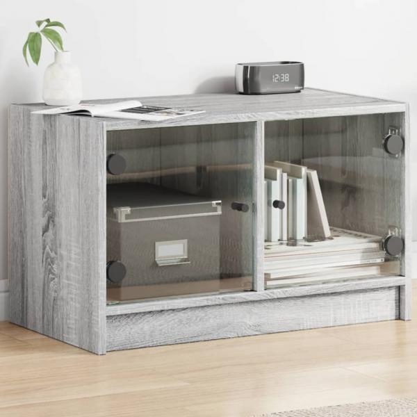 ARDEBO.de - TV-Schrank mit Glastüren Grau Sonoma 68x37x42 cm