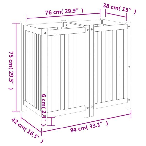 Pflanzkübel mit Einlage 84x42x75 cm Massivholz Akazie