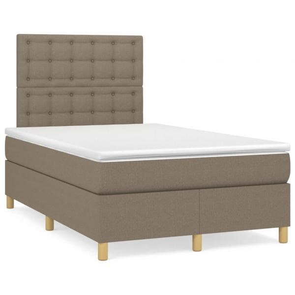 ARDEBO.de - Boxspringbett mit Matratze & LED Taupe 120x190 cm Stoff