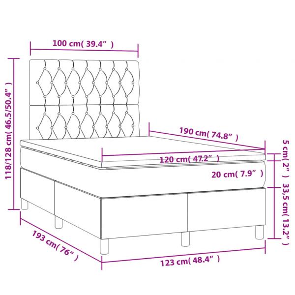 Boxspringbett mit Matratze Dunkelgrau 120x190 cm Stoff