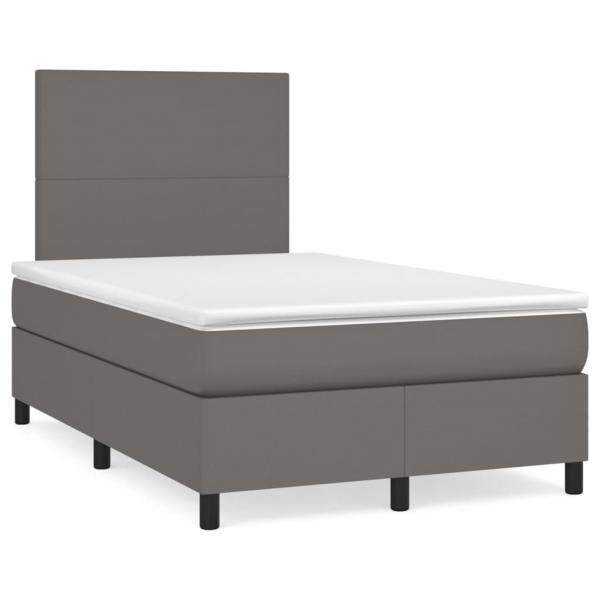 ARDEBO.de - Boxspringbett mit Matratze Grau 120x190 cm Kunstleder