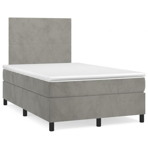 ARDEBO.de - Boxspringbett mit Matratze Hellgrau 120x190 cm Samt