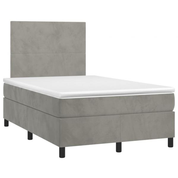 Boxspringbett mit Matratze Hellgrau 120x190 cm Samt