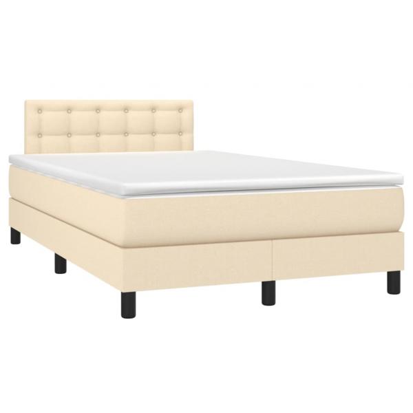 Boxspringbett mit Matratze & LED Creme 120x190 cm Stoff