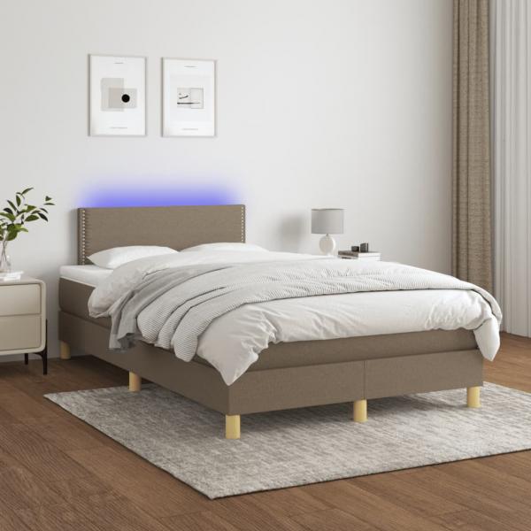 Boxspringbett mit Matratze & LED Taupe 120x190 cm Stoff