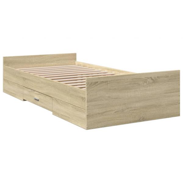 Bettgestell mit Schubladen Sonoma-Eiche 75x190 cm Holzwerkstoff