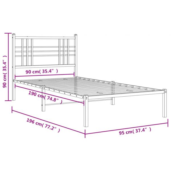 Bettgestell mit Kopfteil Metall Weiß 90x190 cm