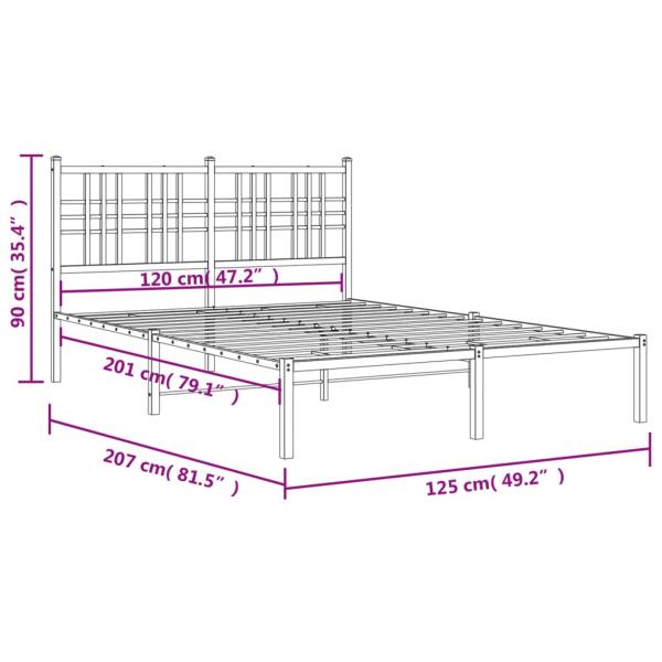 Bettgestell mit Kopfteil Metall Weiß 120x200 cm