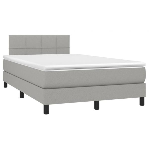 Boxspringbett mit Matratze & LED Hellgrau 120x190 cm Stoff