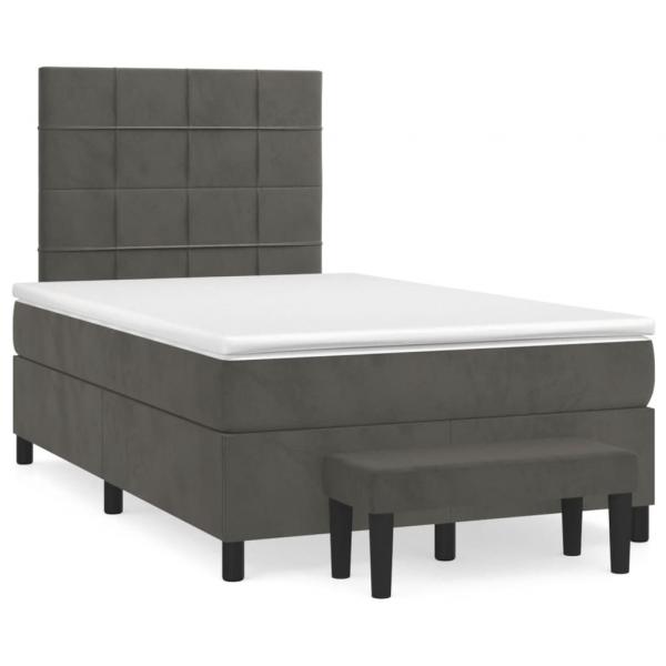 ARDEBO.de - Boxspringbett mit Matratze Dunkelgrau 120x190 cm Samt