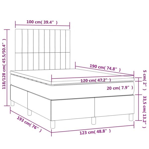 Boxspringbett mit Matratze Dunkelblau 120x190 cm Samt