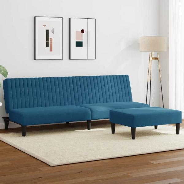 ARDEBO.de - 2-tlg. Sofagarnitur Blau Samt