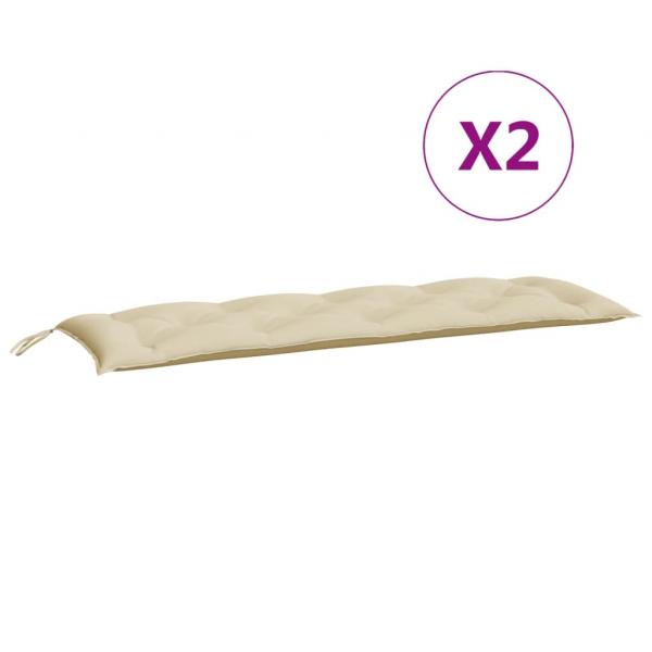 Gartenbank-Auflagen 2 Stk. Beige 150x50x7 cm Oxford-Gewebe