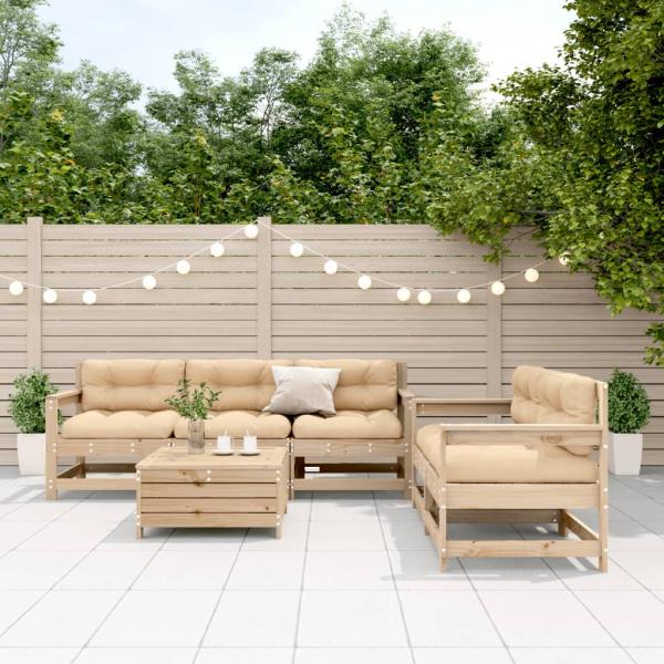 ARDEBO.de - 6-tlg. Garten-Lounge-Set mit Kissen Massivholz Kiefer