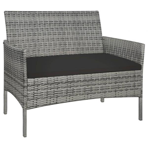 ARDEBO.de - Gartenbank 105 cm Poly Rattan Grau