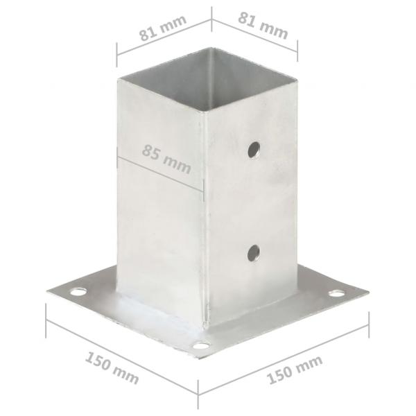 Pfostenanker 4 Stk. Verzinktes Metall 81 mm