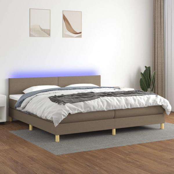 ARDEBO.de - Boxspringbett mit Matratze & LED Taupe 200x200 cm Stoff