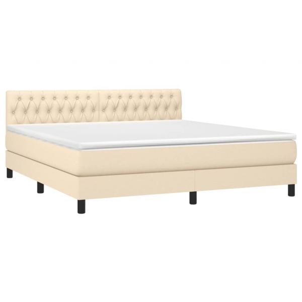 Boxspringbett mit Matratze Creme 180x200 cm Stoff