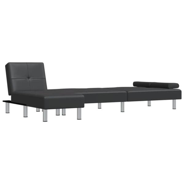 Schlafsofa in L-Form Schwarz 255x140x70 cm Kunstleder