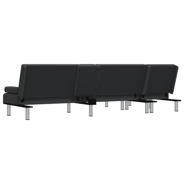 Schlafsofa in L-Form Schwarz 255x140x70 cm Kunstleder