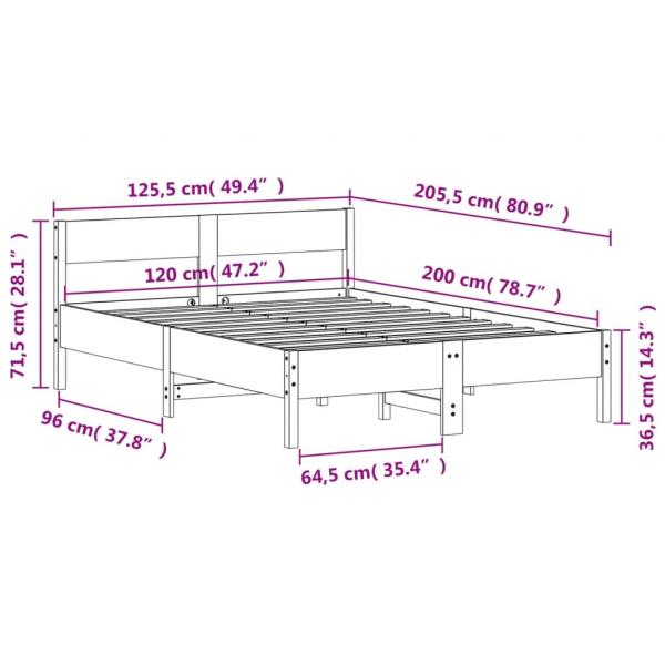 Massivholzbett ohne Matratze Weiß 120x200 cm Kiefernholz