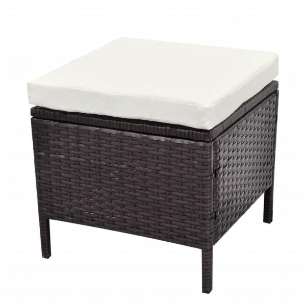 4-tlg. Garten-Lounge-Set mit Auflagen Poly Rattan Braun