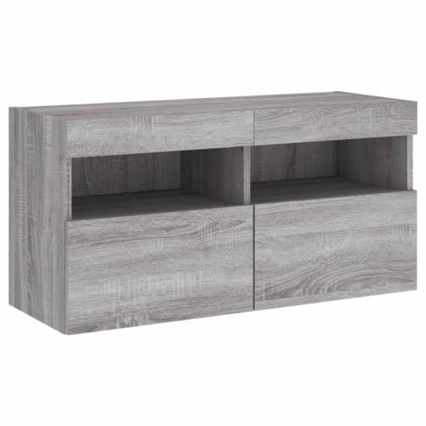 TV-Wandschrank mit LED-Leuchten Grau Sonoma 80x30x40 cm