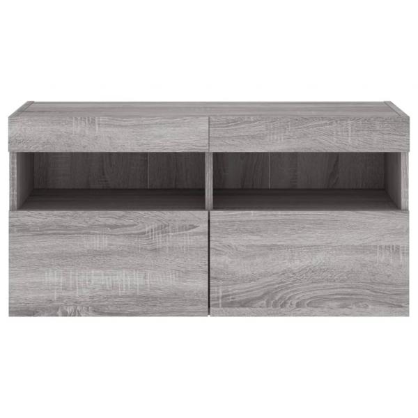 TV-Wandschrank mit LED-Leuchten Grau Sonoma 80x30x40 cm