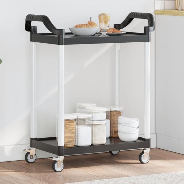 ARDEBO.de - Rollwagen mit 2 Etagen Schwarz 81x41x92 cm Aluminium