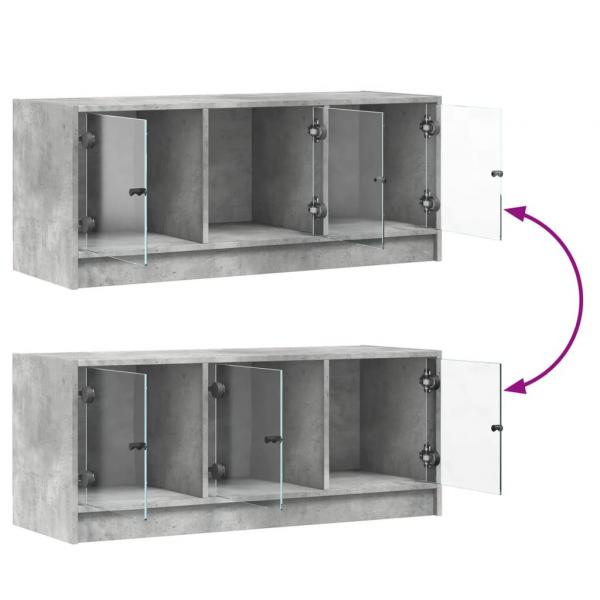 TV-Schrank mit Glastüren Betongrau 102x37x42 cm