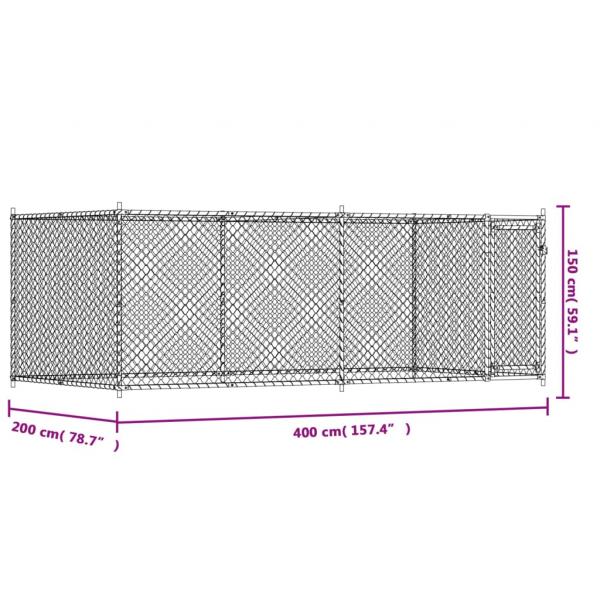 Hundezwinger mit Tür Grau 4x2x1,5 m Verzinkter Stahl