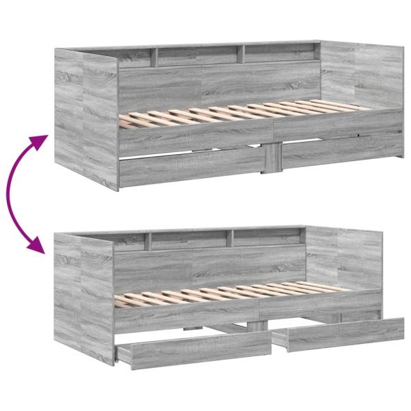 Tagesbett mit Schubladen Grau Sonoma 75x190 cm Holzwerkstoff