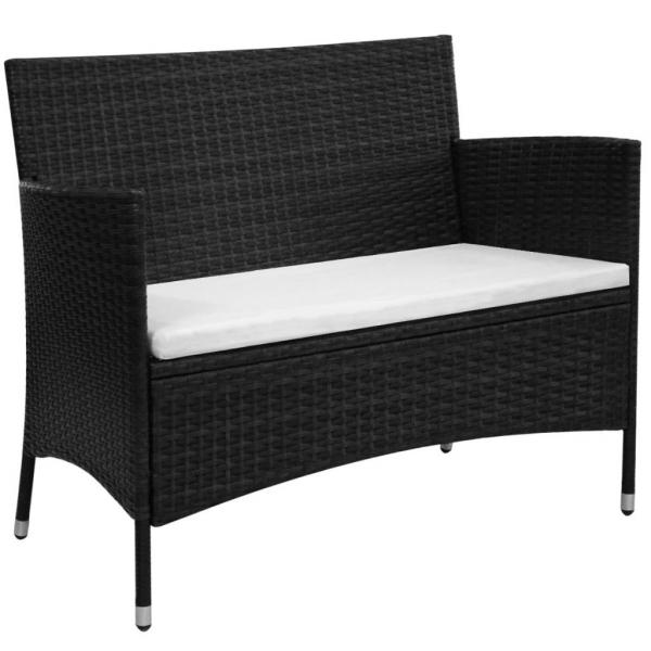 ARDEBO.de - Gartenbank 90 cm Poly Rattan Schwarz