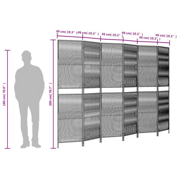 Paravent 6-tlg. Schwarz Poly Rattan